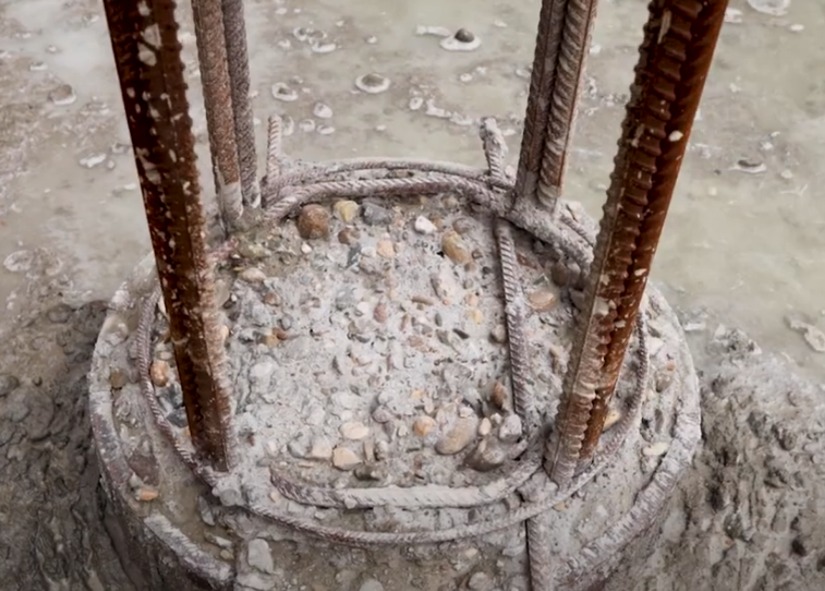 Pile Filled With Concrete